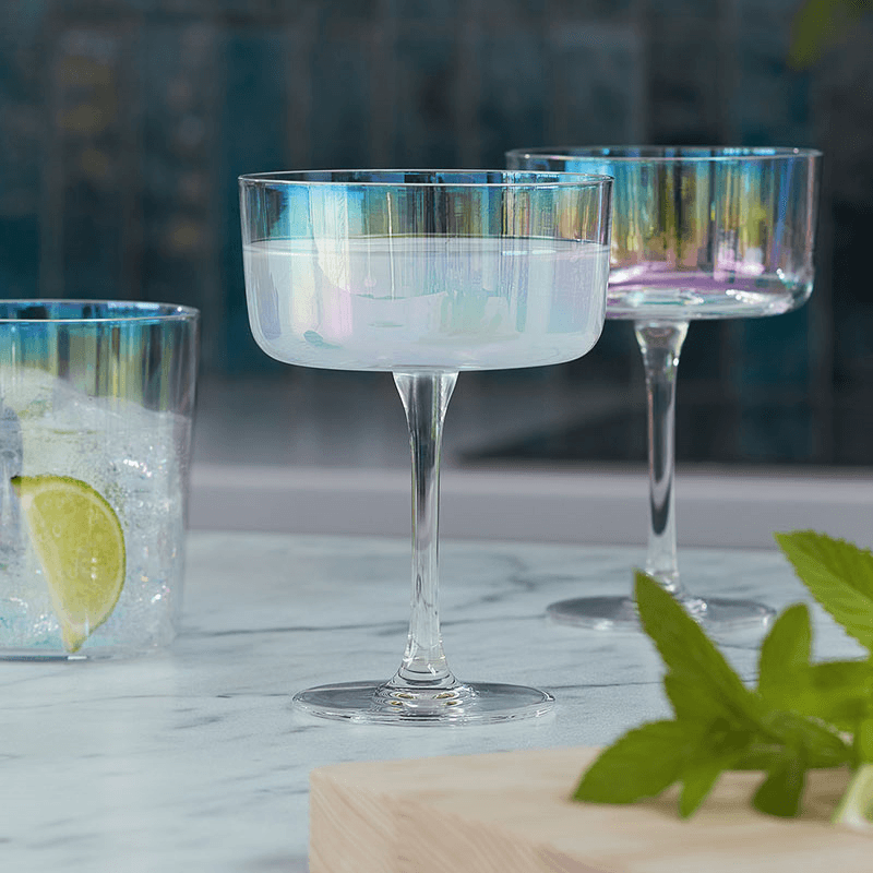 Iridescence Set of 2 Champagne/Cocktail Glasses, Mother of Pearl