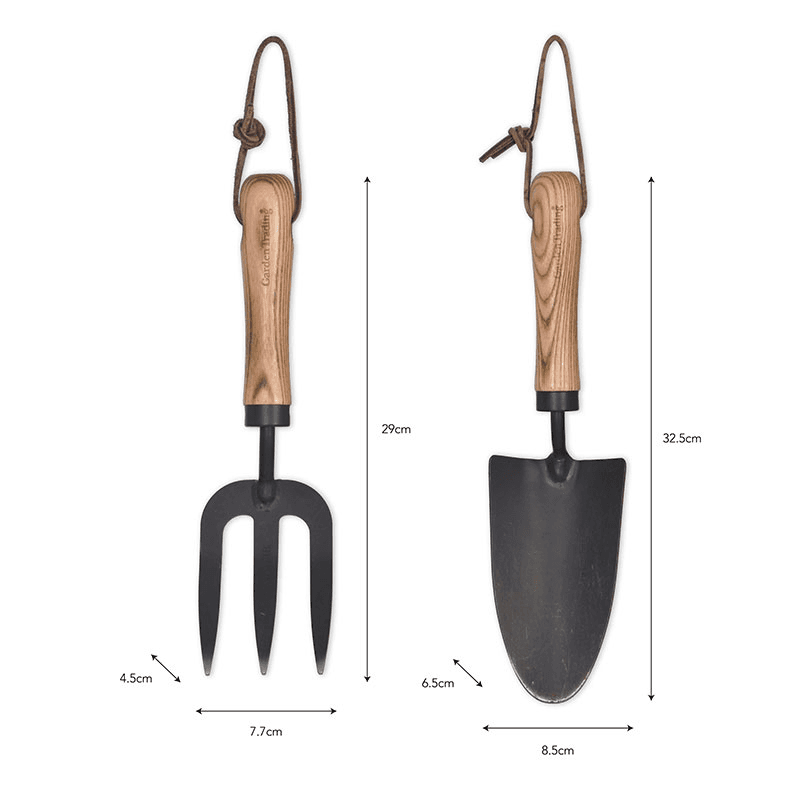 Horton Fork and trowel set, Black/Natural