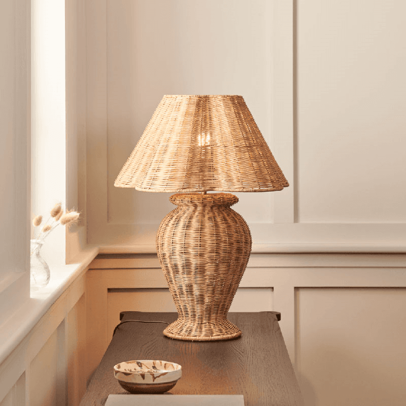 Athena Table Lamp & Scalloped Rattan Shade