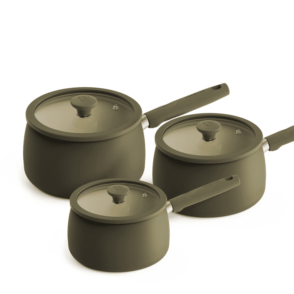 Ceramic Set of 3 Non-Stick Saucepans