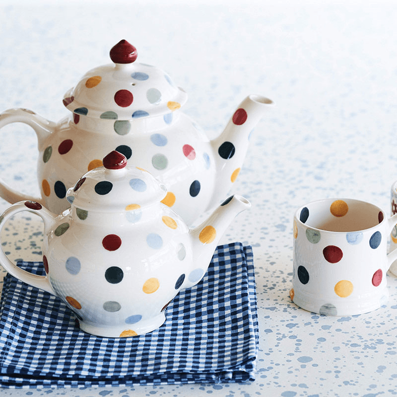 Polka Dot Teapot, Cream