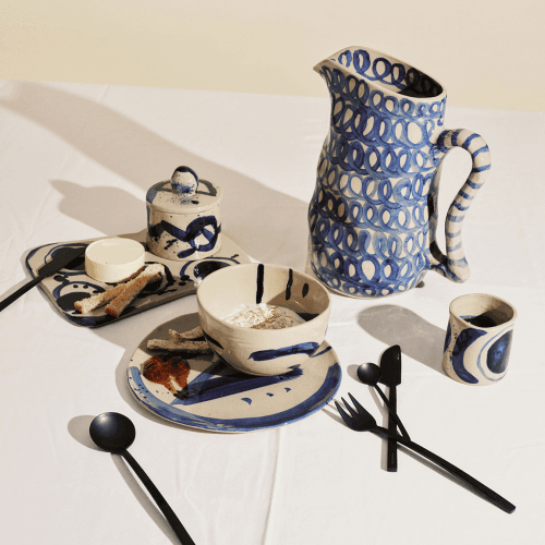 Image showing the Sophia by Marie Michielssen Set of 4 Breakfast Plates, Beige Blue product.