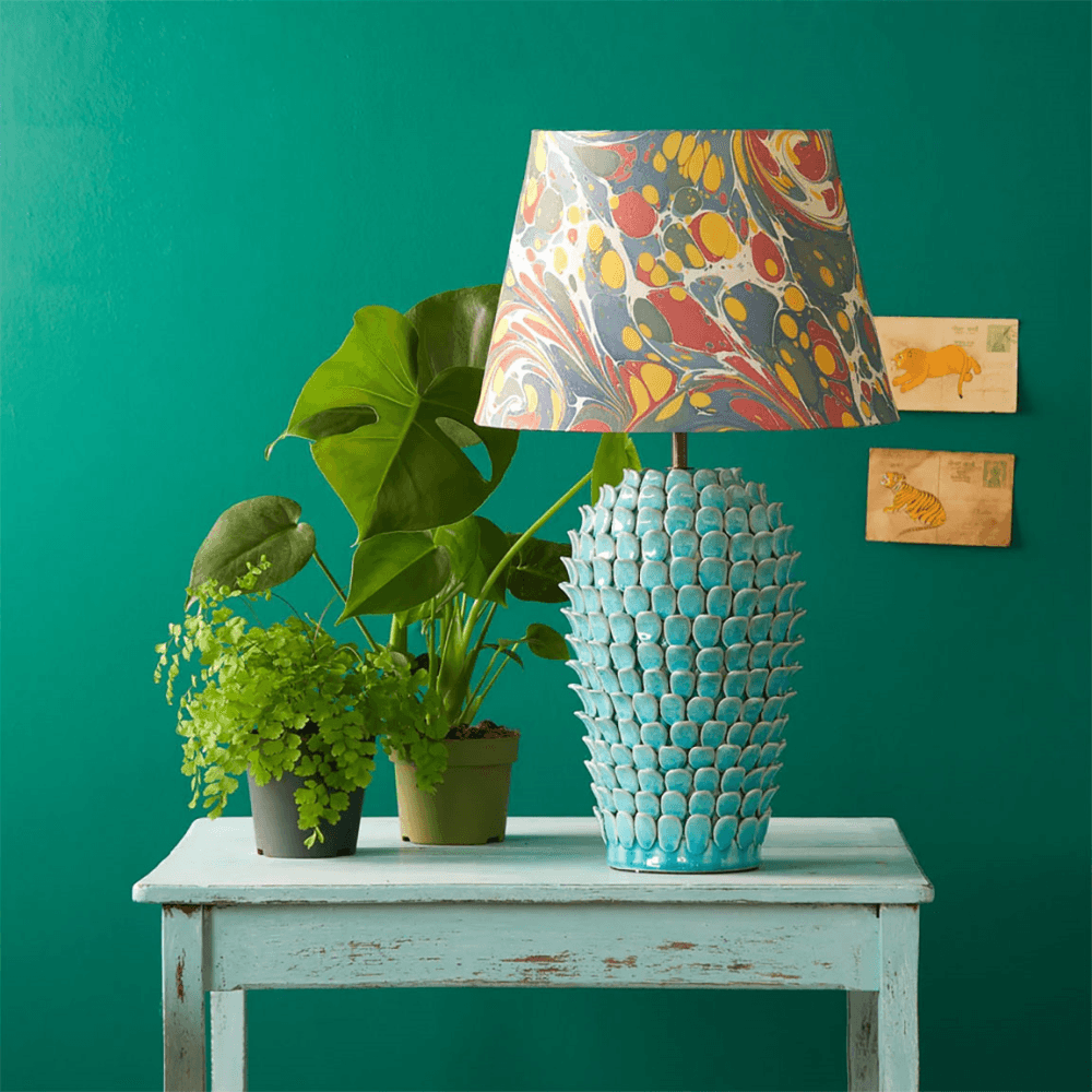 Stucco Table Lamp, Turquoise