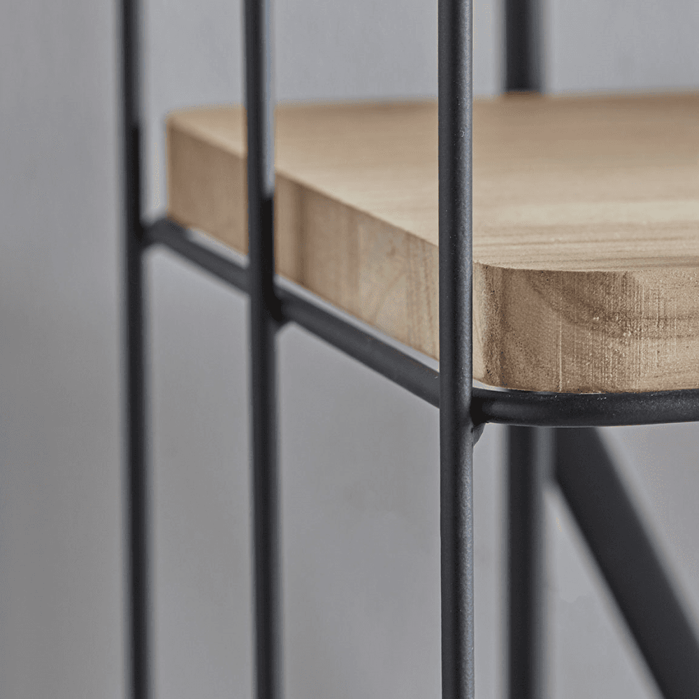 Industrial Wood & Metal Shelf Unit, Black