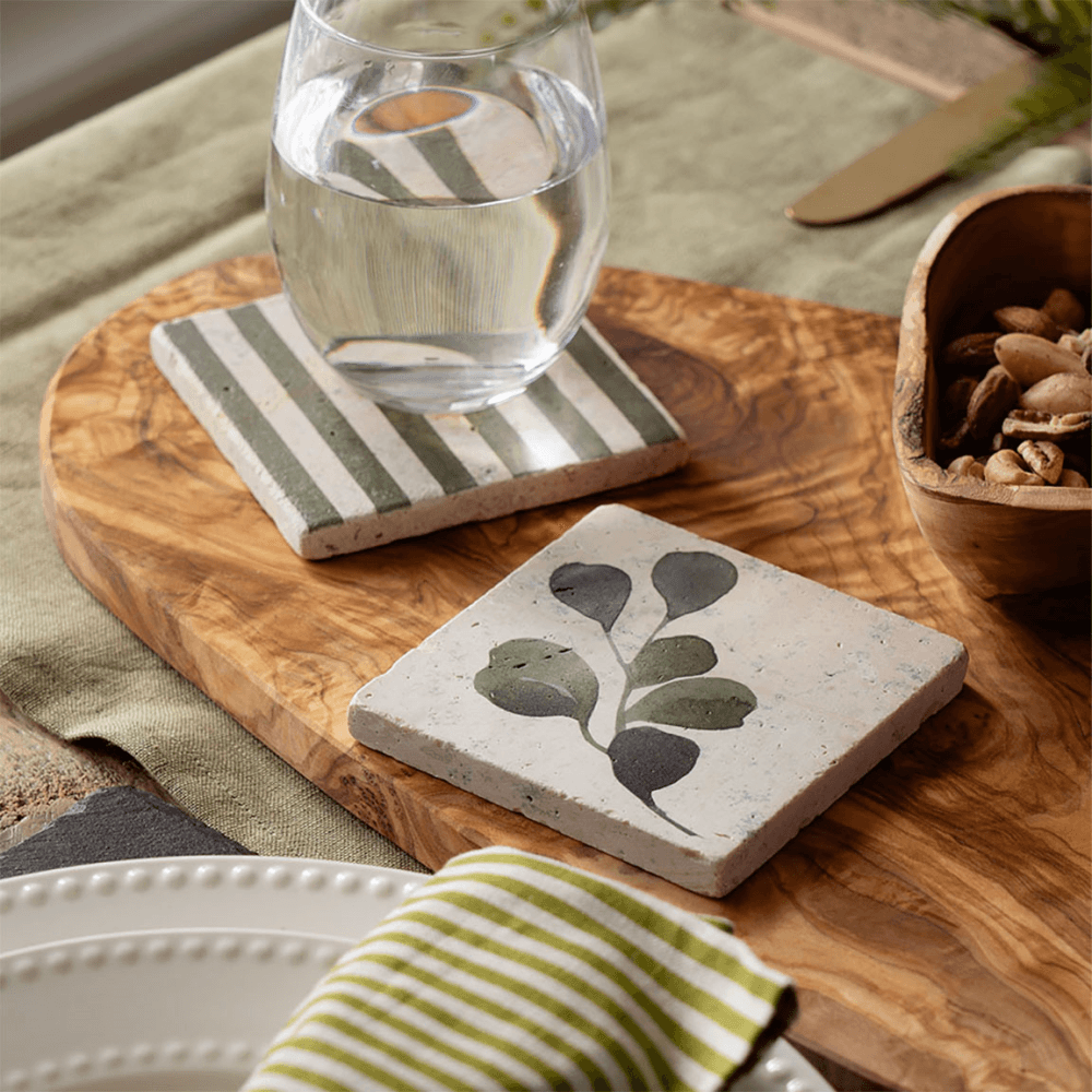 Flora Set of 4 Coasters, Green