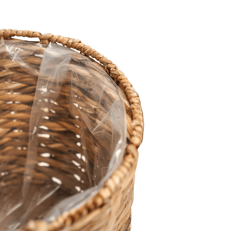 Water Hyacinth Lined Baskest on Legs, Natural