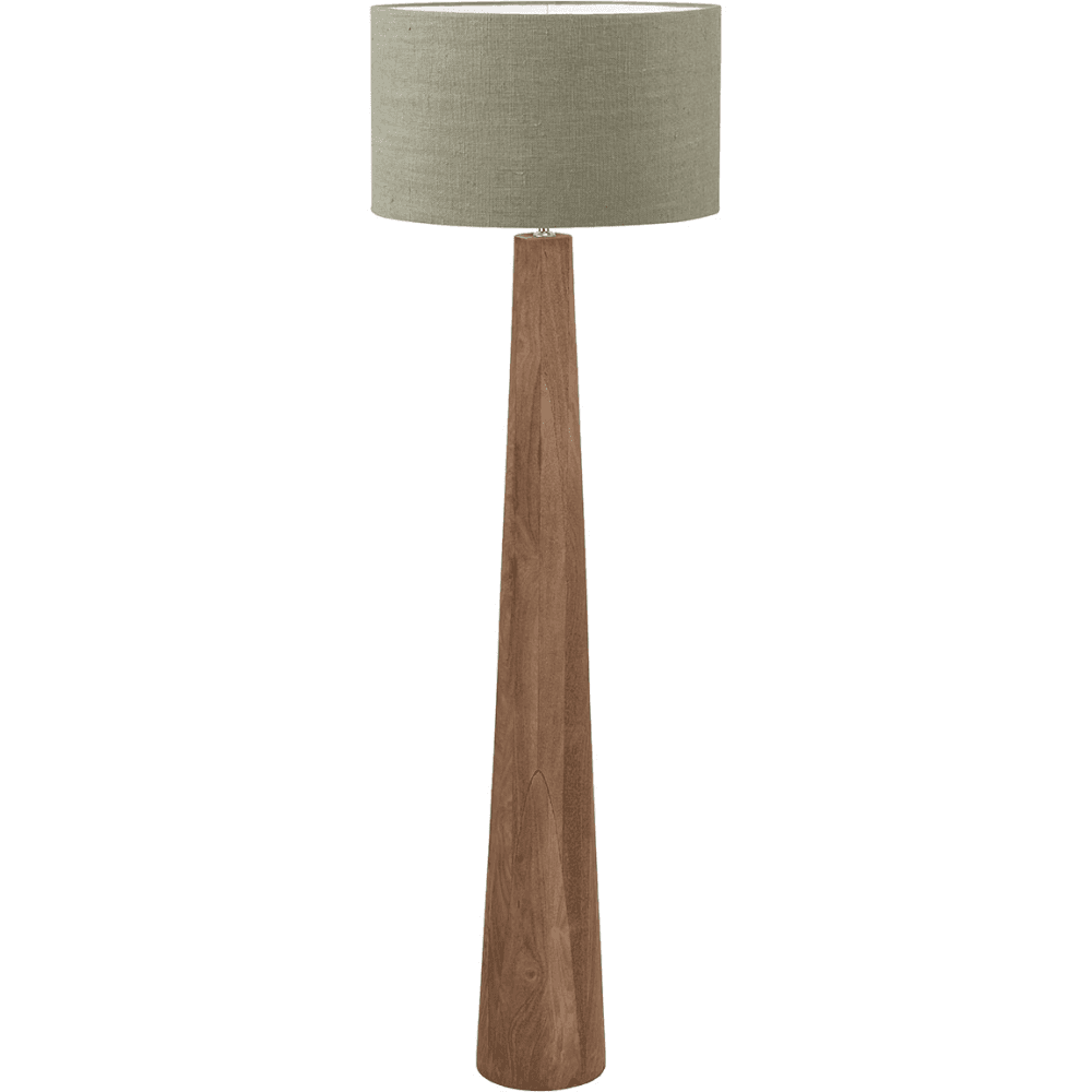 Esha Conical Wood Floor Lamp with Edward Cylinder Lampshade