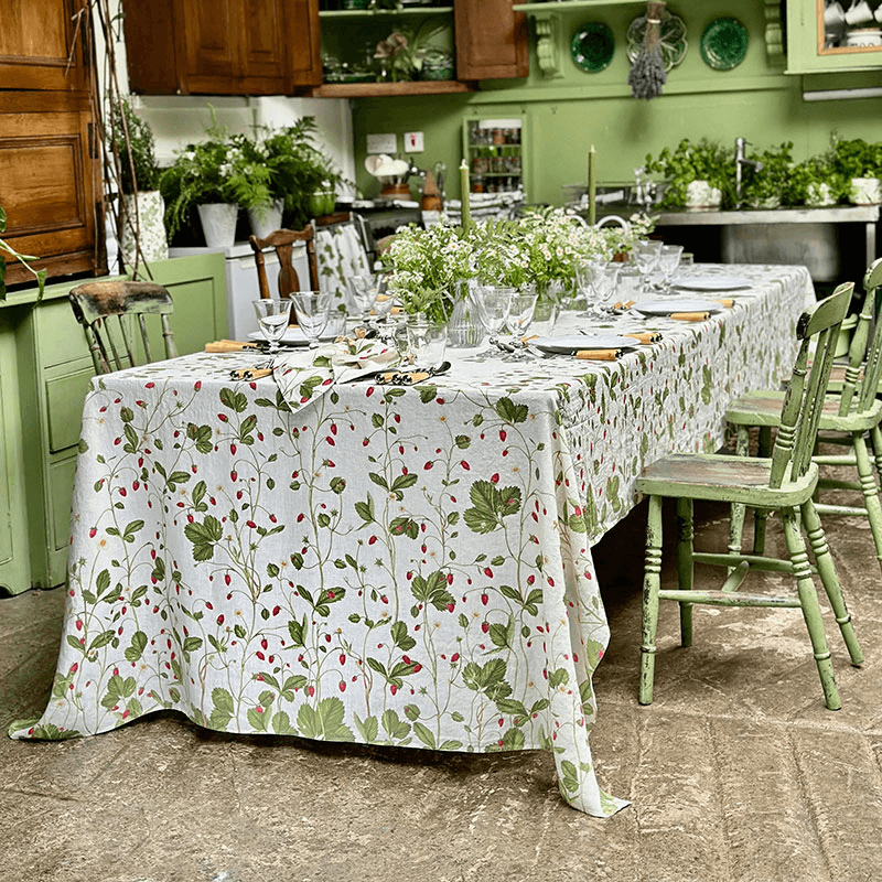 Fraise De Bois Linen Tablecloth, Red