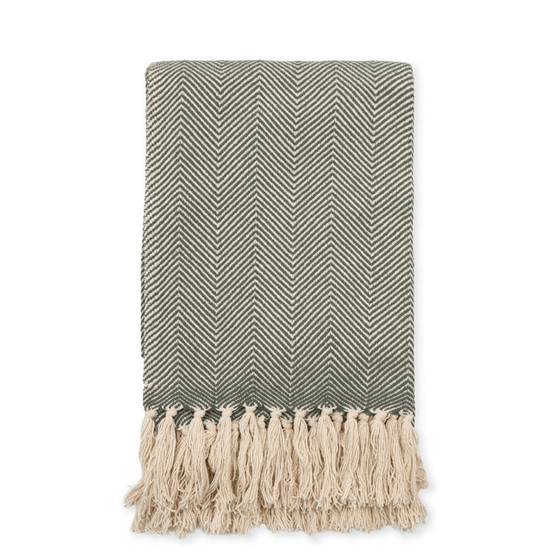 Alvington Herringbone Throw, Fern