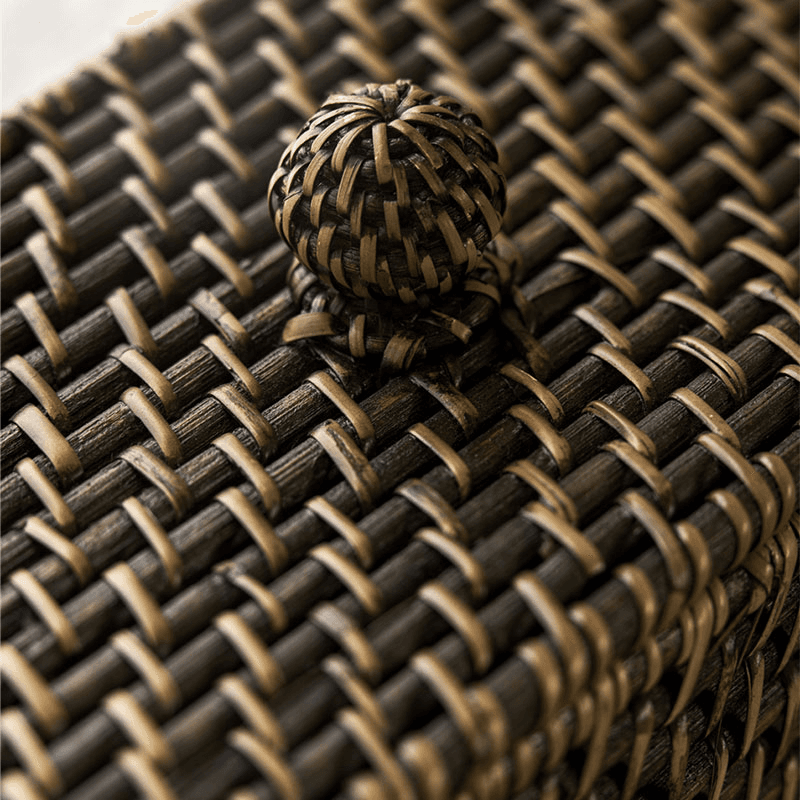 Wittering Rattan Rectangular Storage Box, Antique Brown