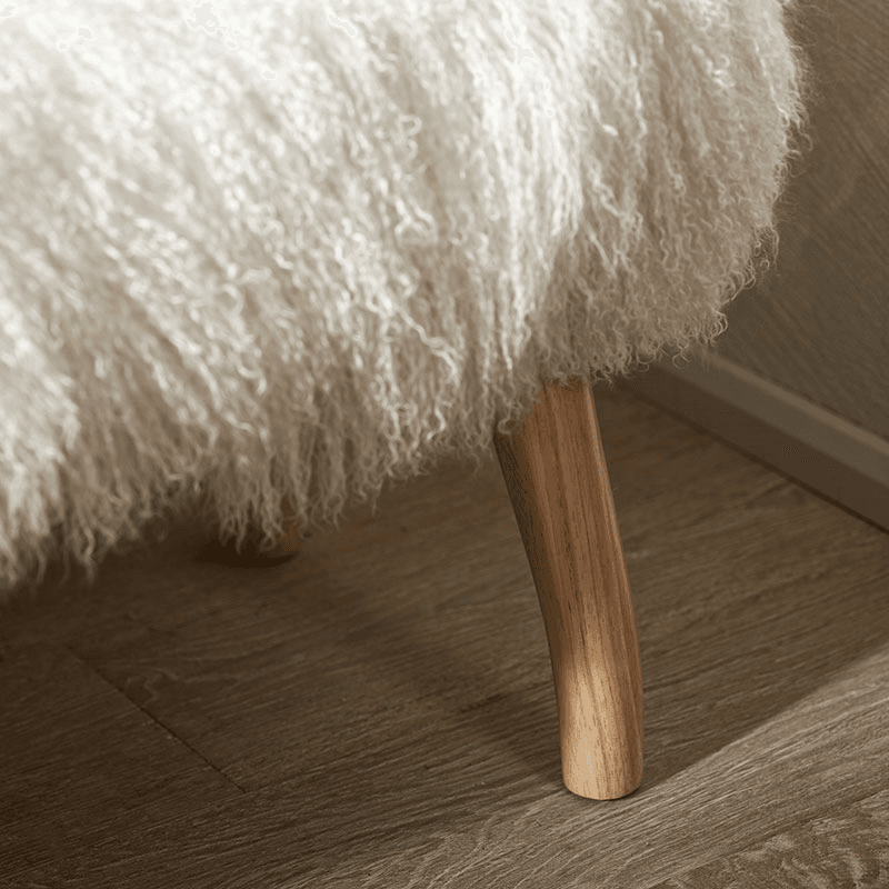 Tibetan Sheepskin Bench, Ivory