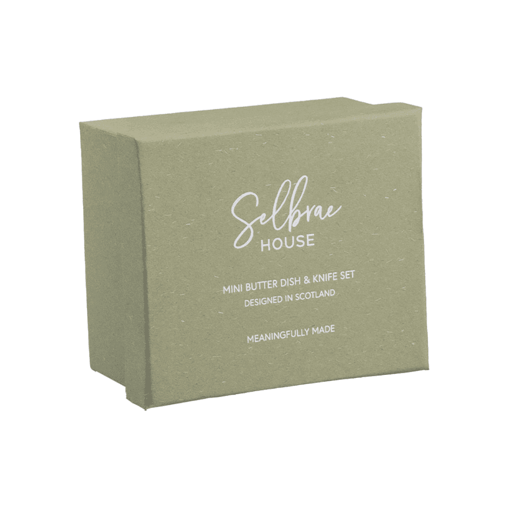 Stripe Mini Butter Dish & Knife Set, Green