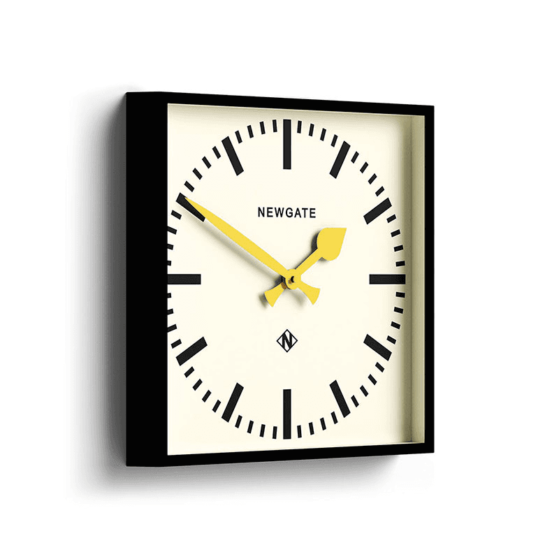 Number Five Wall Clock with Yellow Hands, Black