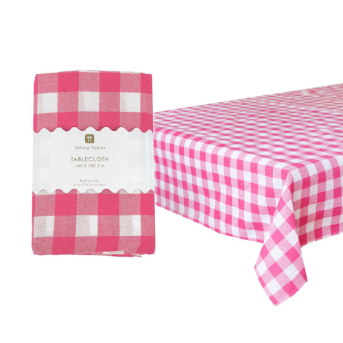 Image showing the Bon appetit Gingham Fabric Tablecloth, Raspberry product.