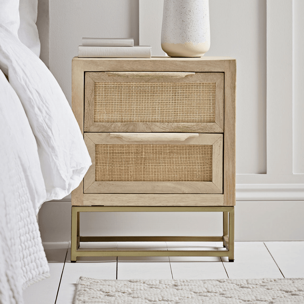 Rattan Webbing Bedside Table, Natural