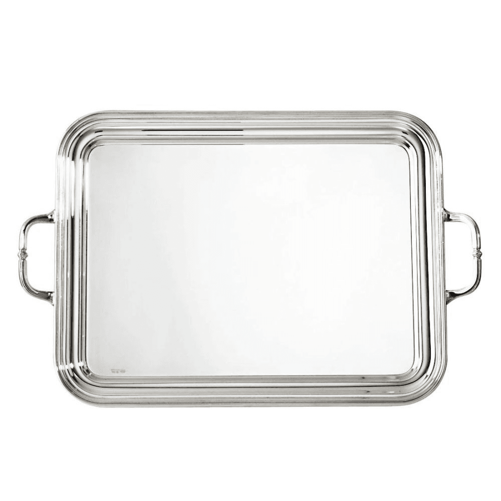 Contour Rectangular tray with handles, Silver Plate