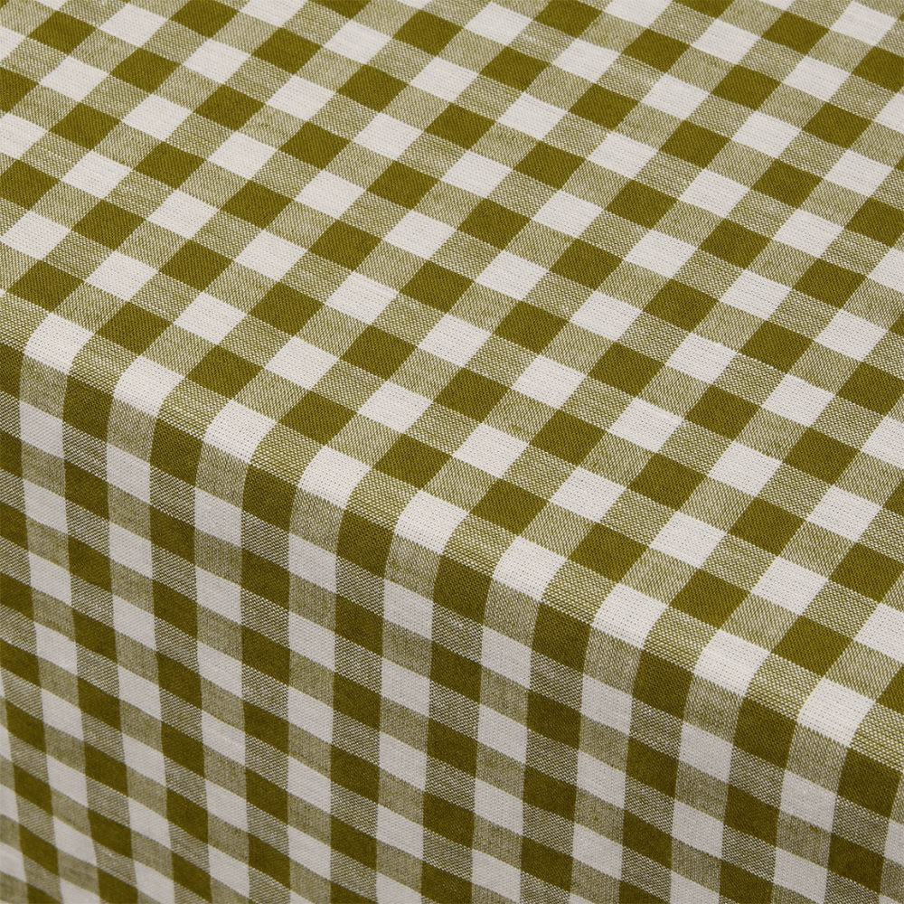 Gingham Linen Blend Runner, Botanical Green
