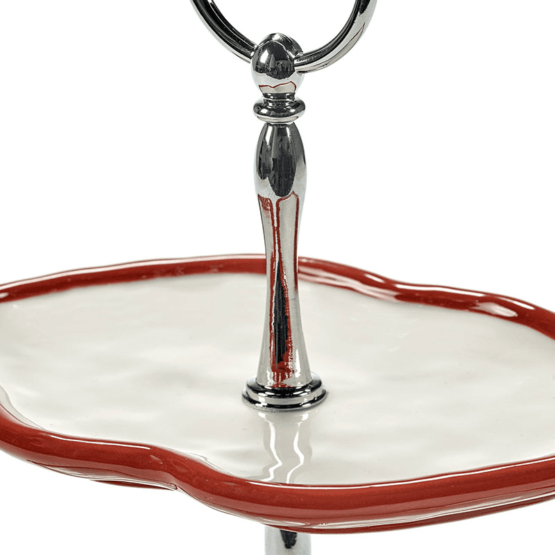 Les Objets Mouleversants by Wouters&Hend Lips Two Tier Cake Stand, Red & White