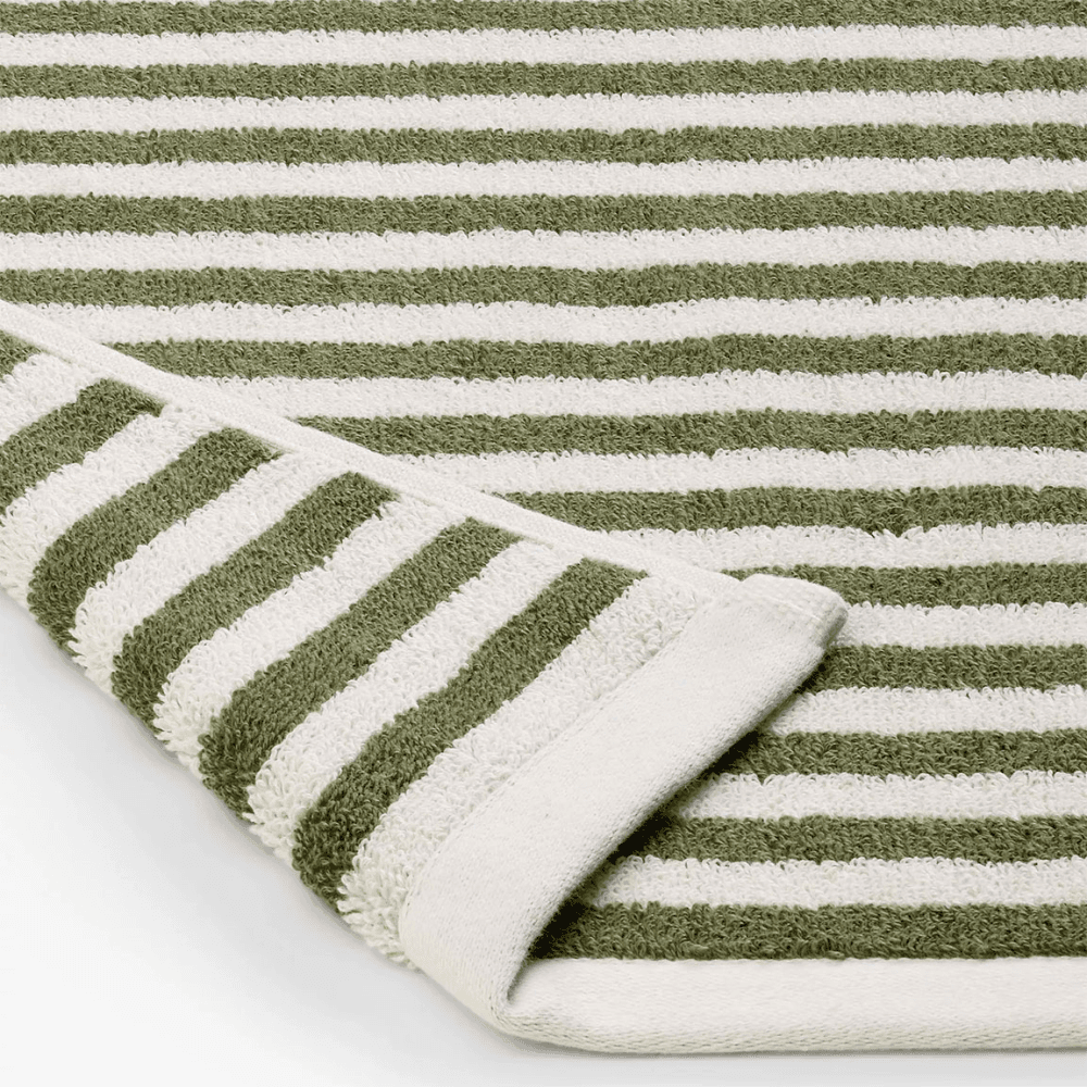Fine Stripe Bath Towel, Avocado