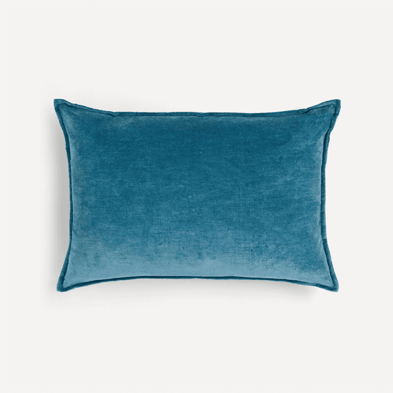 Verity Linen Velvet Rectangular Cushion, Denim