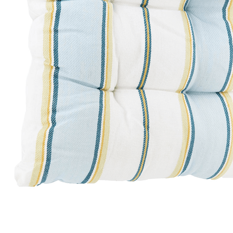 Buff Square Seat Pad, Blue Stripe