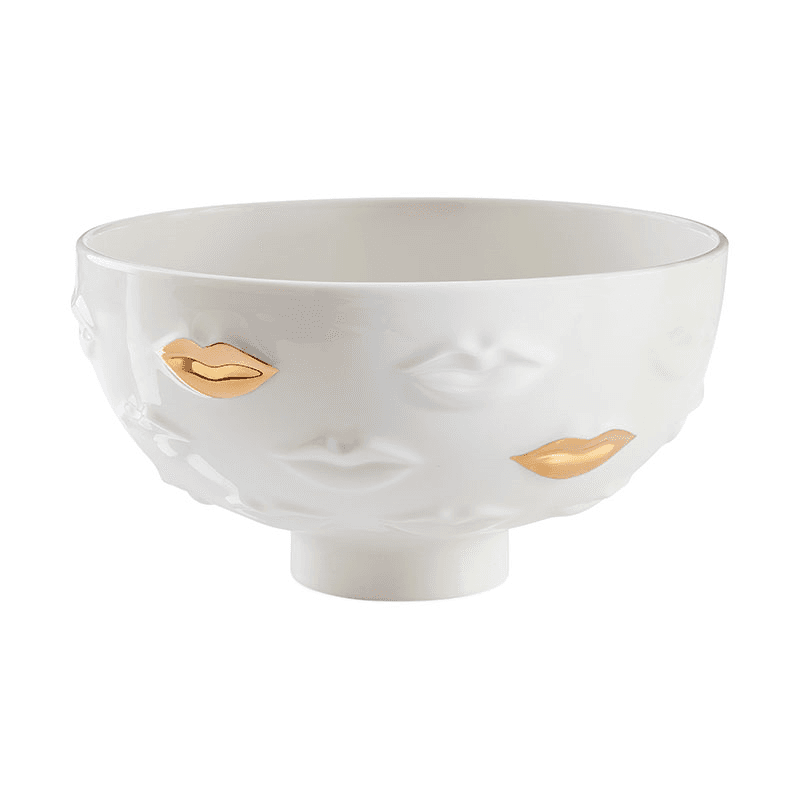Gilded Gala Lips Bowl, White
