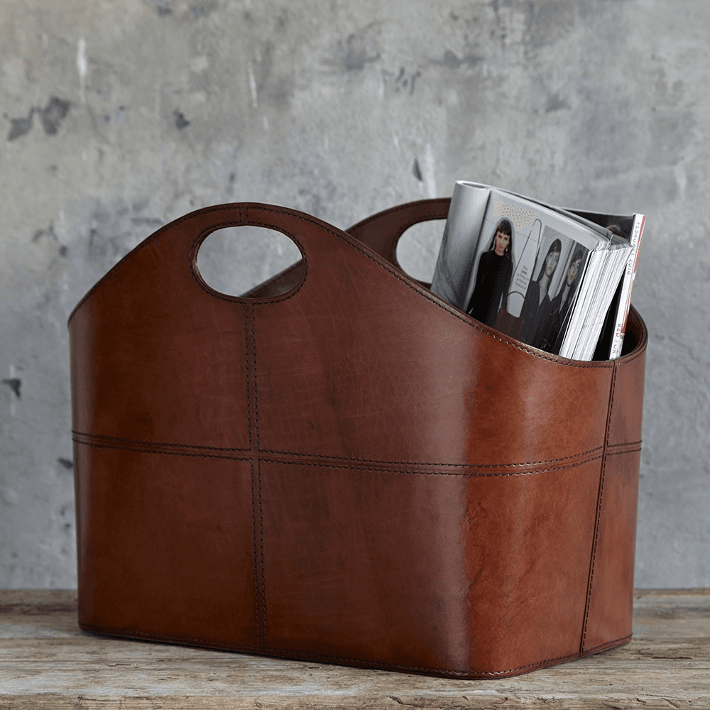 Curved magazine basket, Tan