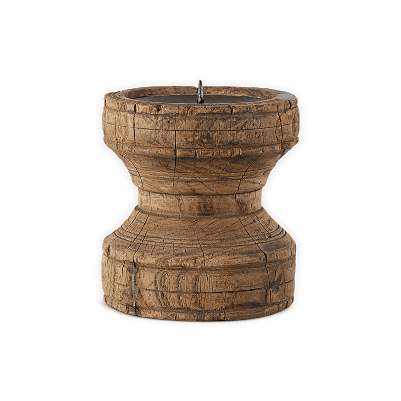Thoko Reclaimed Round Candlestick, Dark Stain