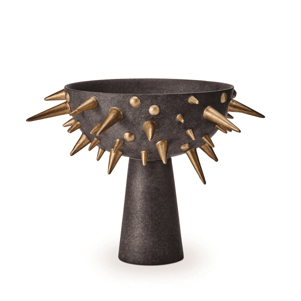 Celestial Small Bowl On Stand, Black/Gold