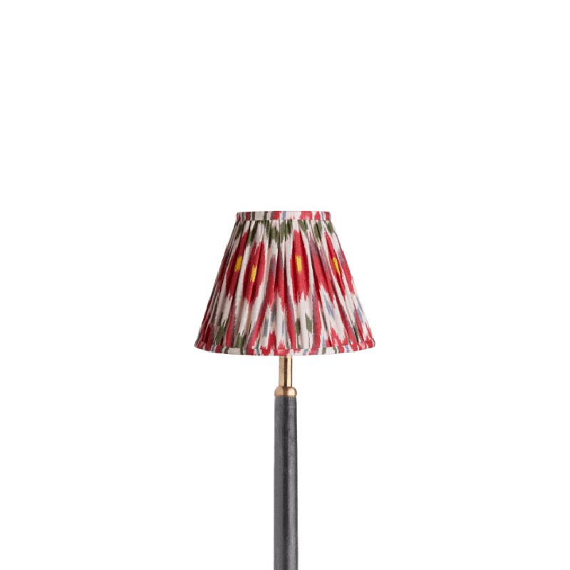 Empire Gathered Lampshade, Heraldic Printed Linen Ikat