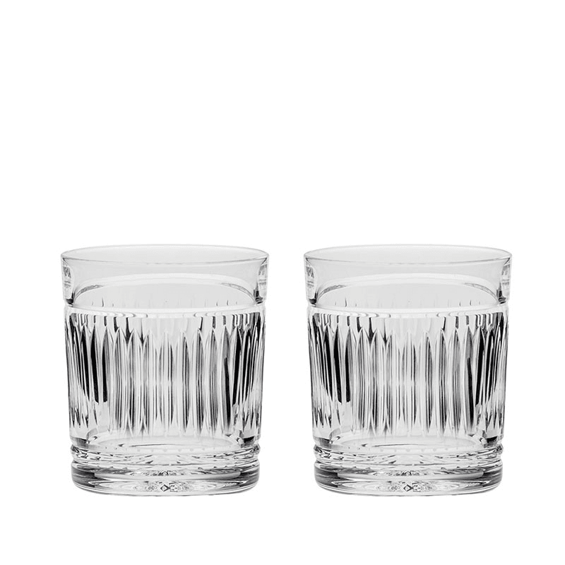 Art Deco Set of 2 Large Tumblers, Clear