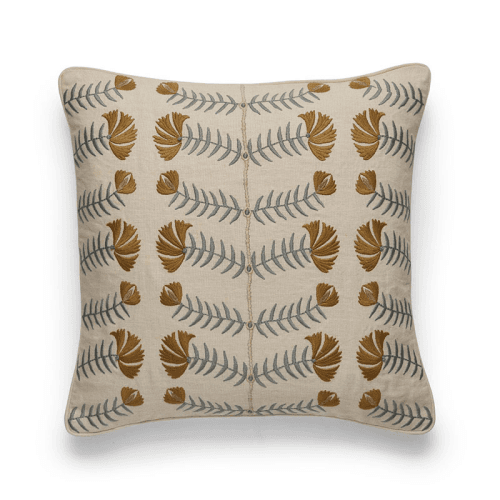 Image showing the Highweald Cushion Cover, 51 x 51cm, Ochre / Seafoam product.