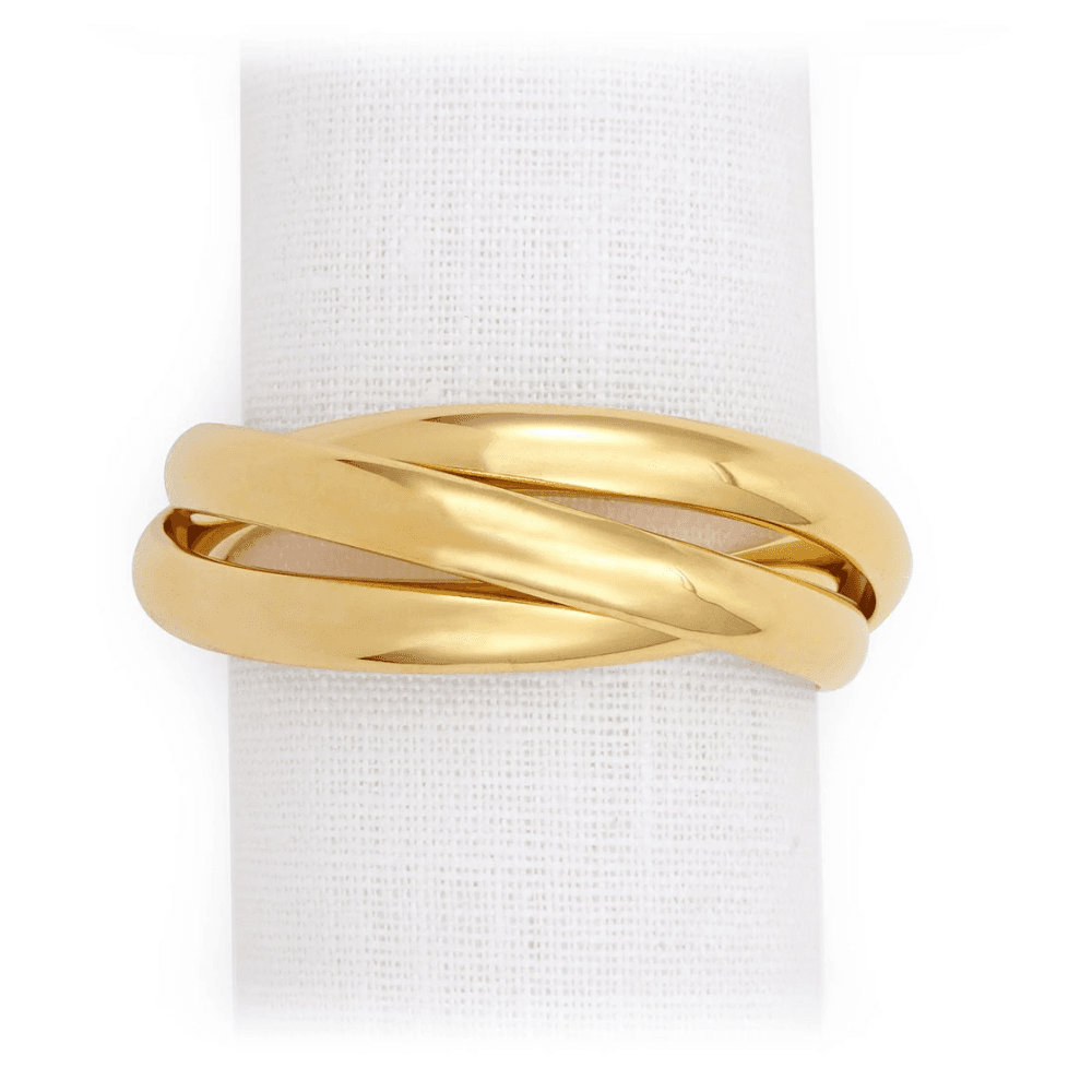 3 Rings Set of Napkin Rings, Gold