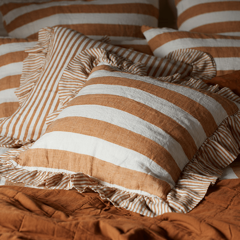 Cora Wide Stripe Cushion Cover, Amber