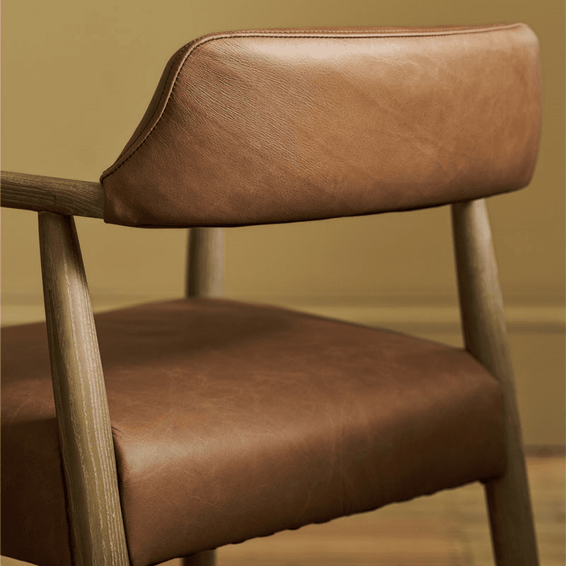 Rowden Leather Dining Chair, Ash Wood