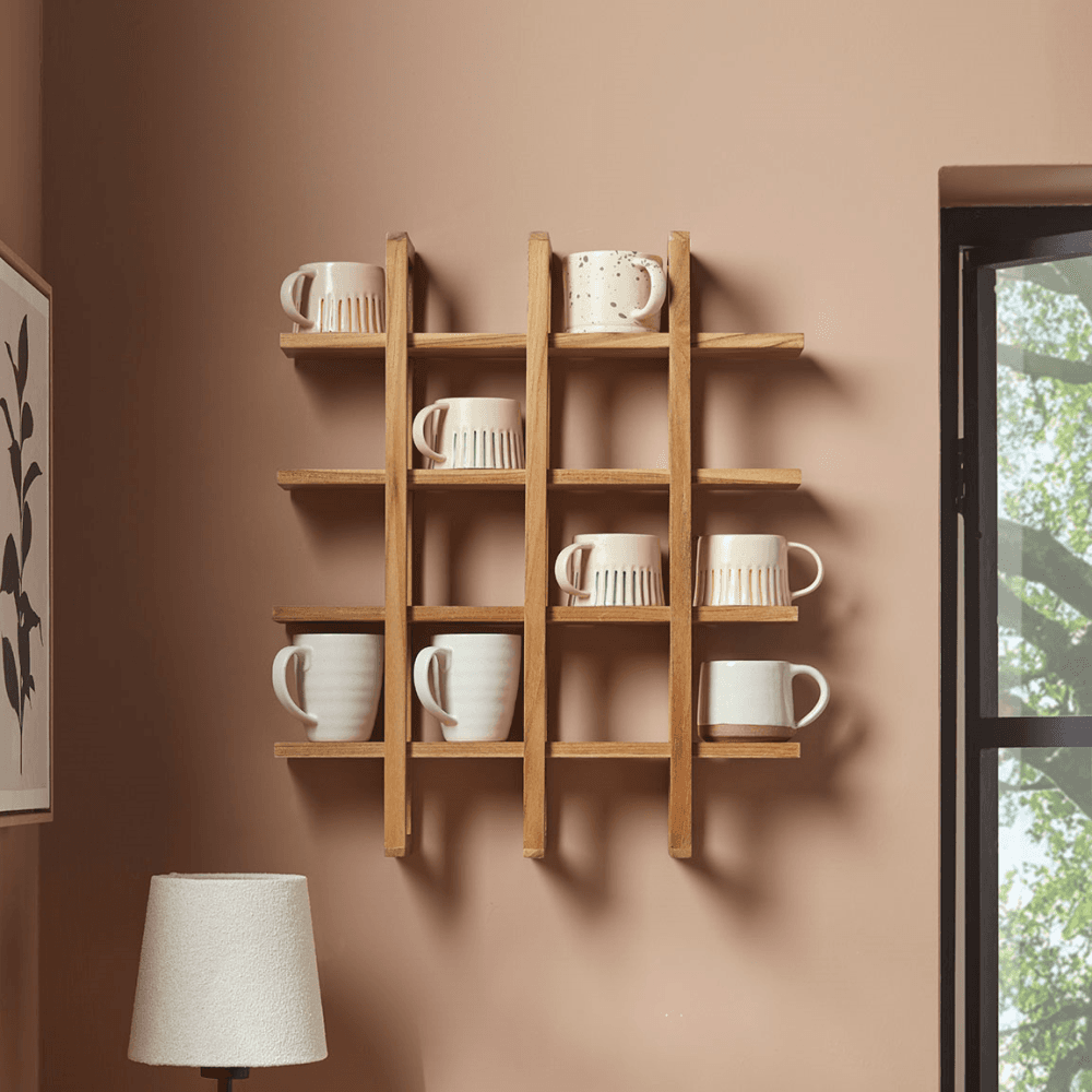 Teak Mug Shelf, Natural