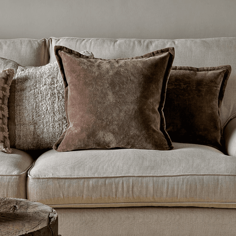 Renwal Velvet & Linen Cushion Cover, Brown