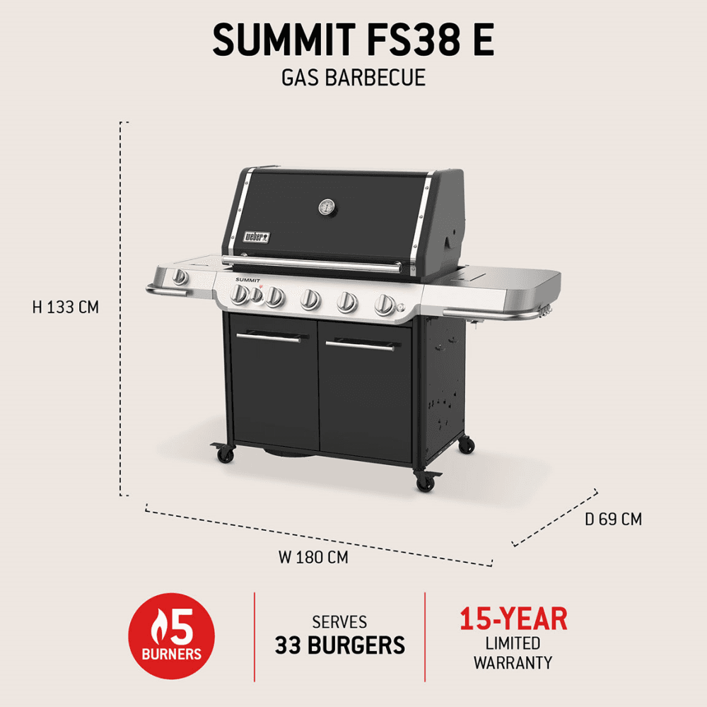 Summit E FS38 Gas Barbecue, Black