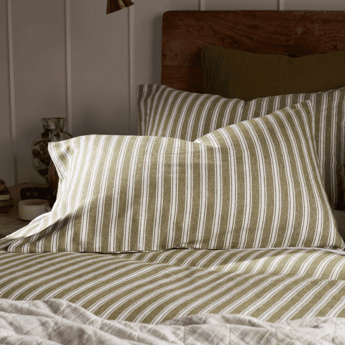 Image showing the Fred Stripe 100% Organic Brushed Cotton Housewife Pillowcase product.