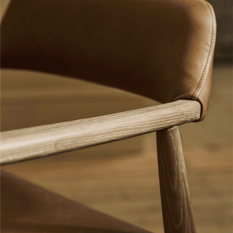 Rowden Leather Dining Chair, Ash Wood
