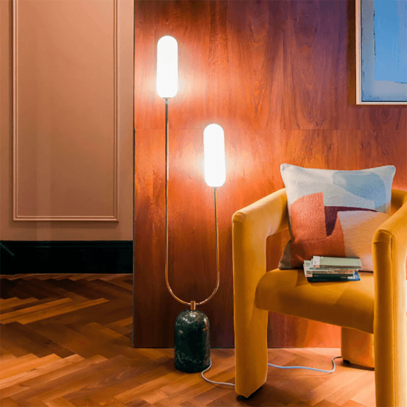 Curve Marble Floor Lamp, Olive Green