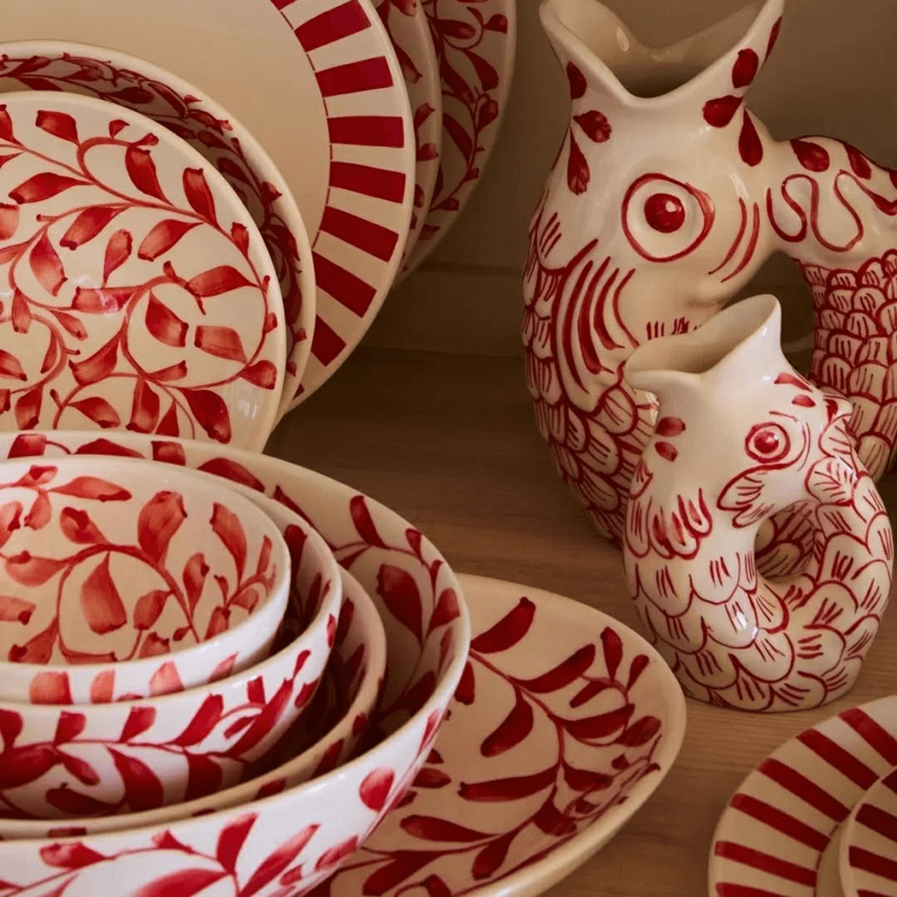 Scroll Medium Bowl, Red