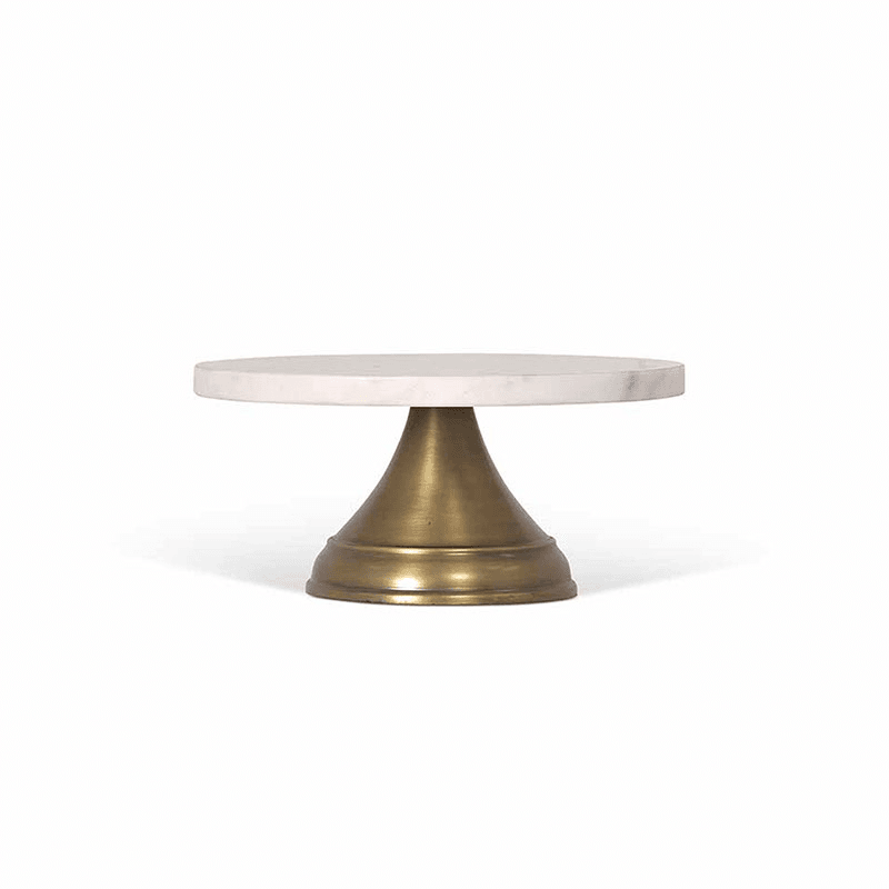 Brompton Marble Cake Stand, Antique Brass Finish