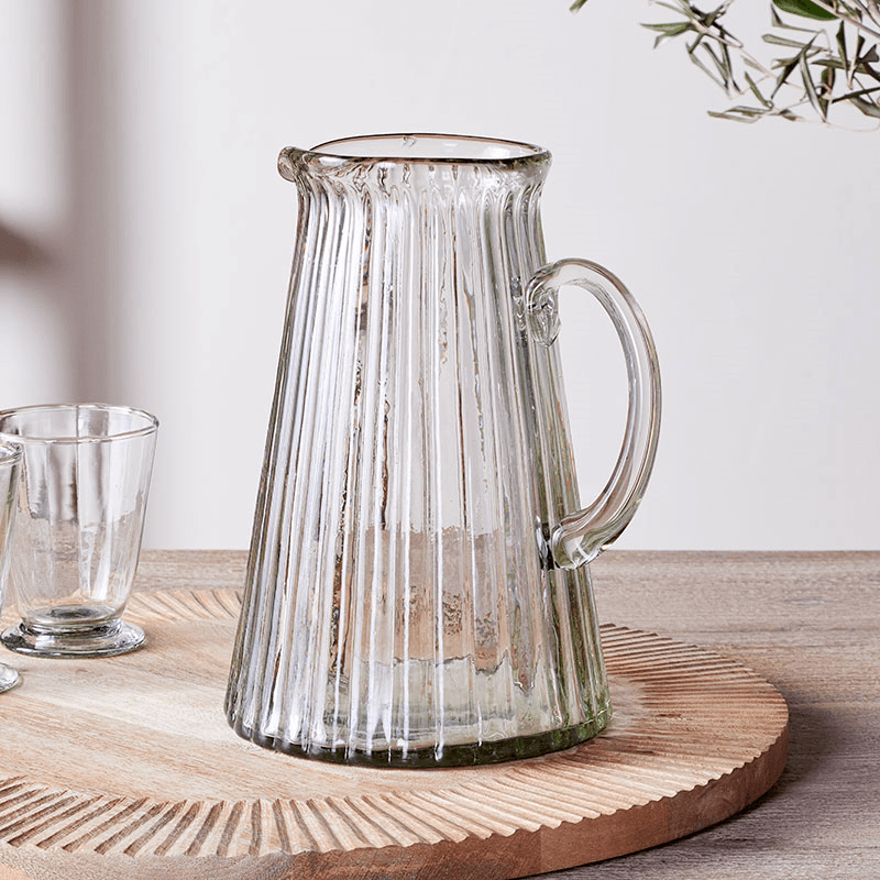 Minati Ribbed Glass Jug, Clear