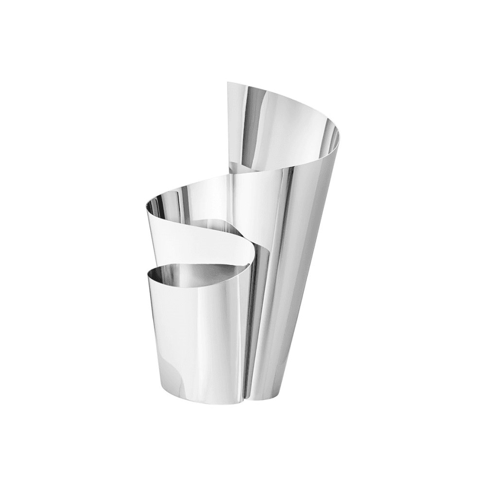 Fold Tall Mirror Vase, Silver