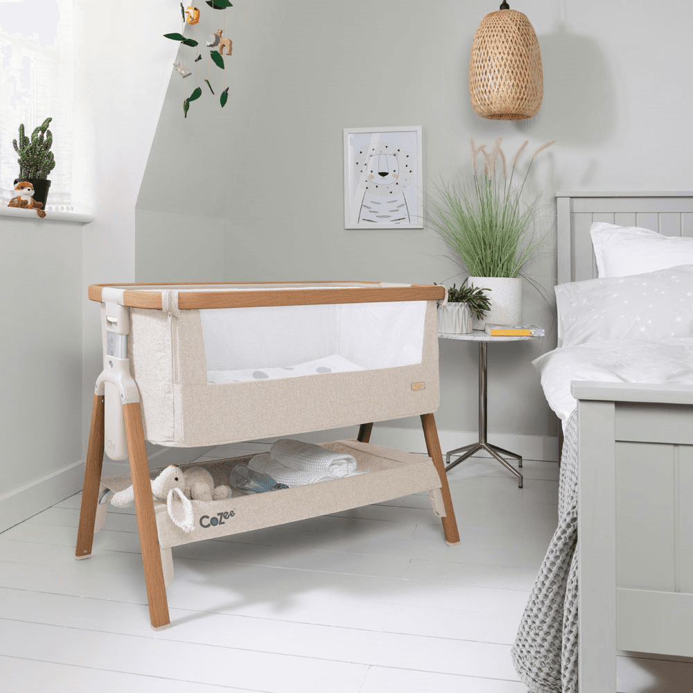 CoZee Bedside Crib, Scandinavian Walnut/Ecru
