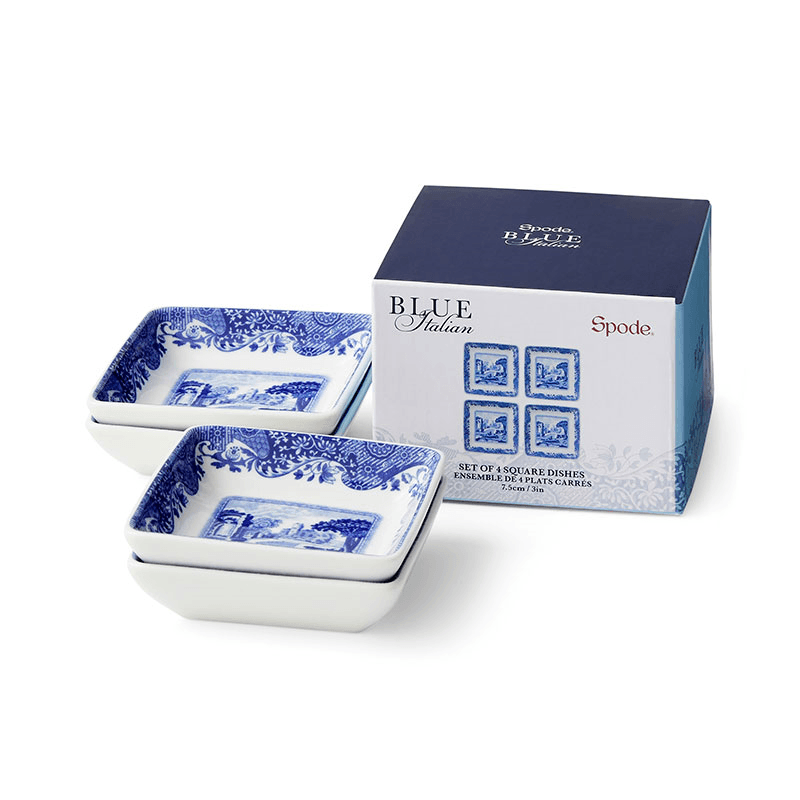 Blue Italian Set of 4 Dishes, Blue