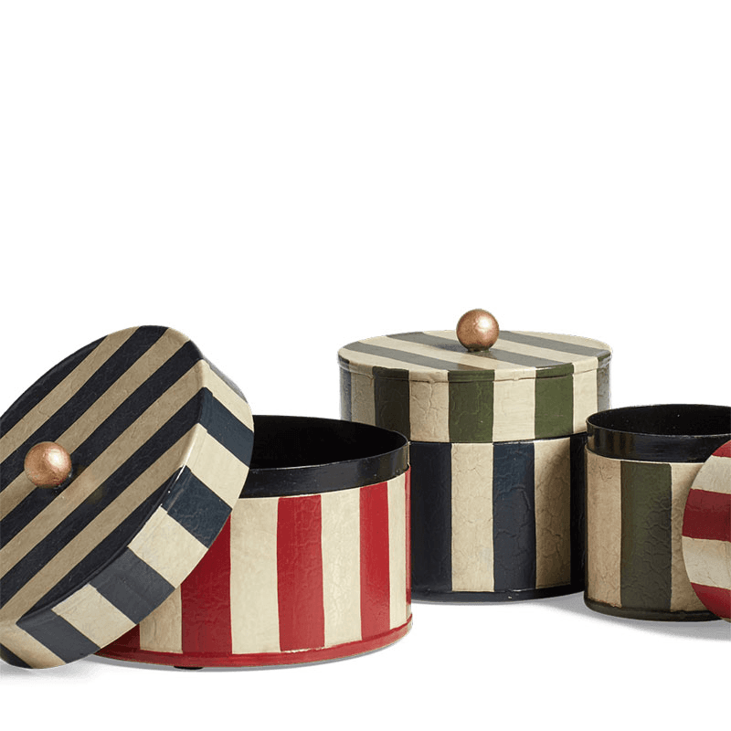 Joshuah Set of 3 Lidded Pots and Tray, Multi