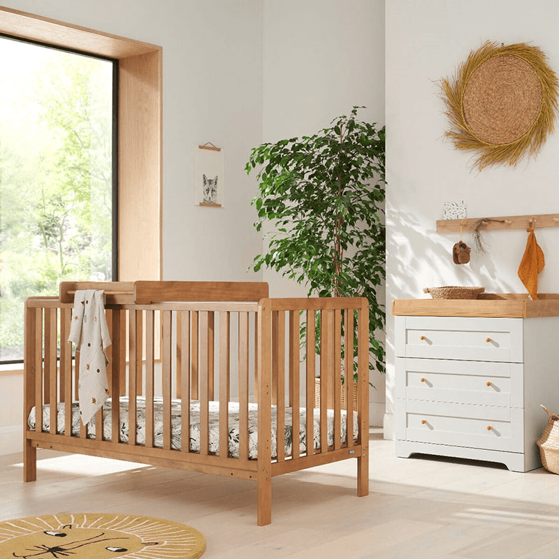 Malmo 2 Piece Cot Bed Nursery Furniture Set, Oak/Dove Grey