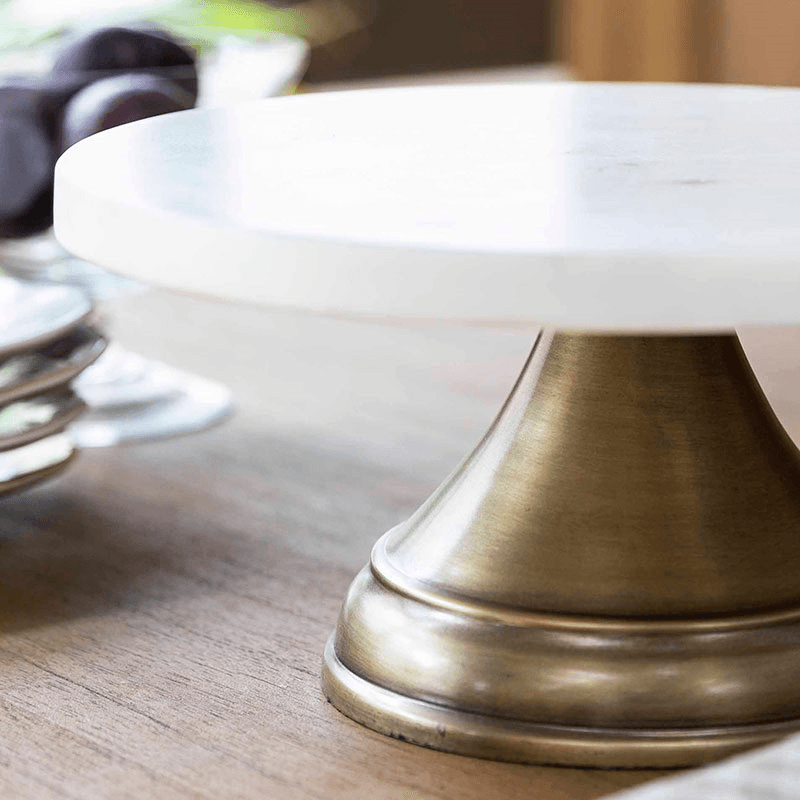 Brompton Marble Cake Stand, Antique Brass Finish
